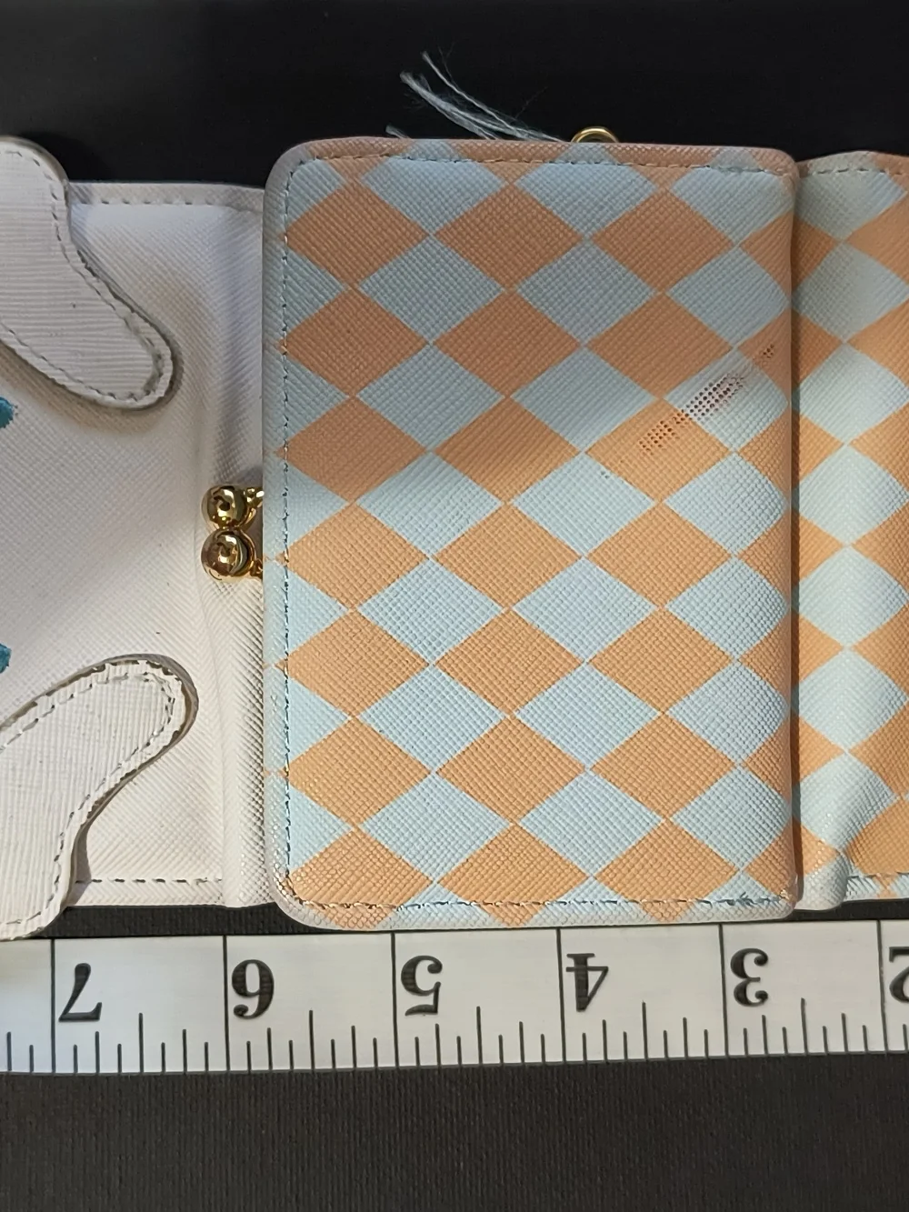White Kids Character Wallet with Teal & Peach Accents